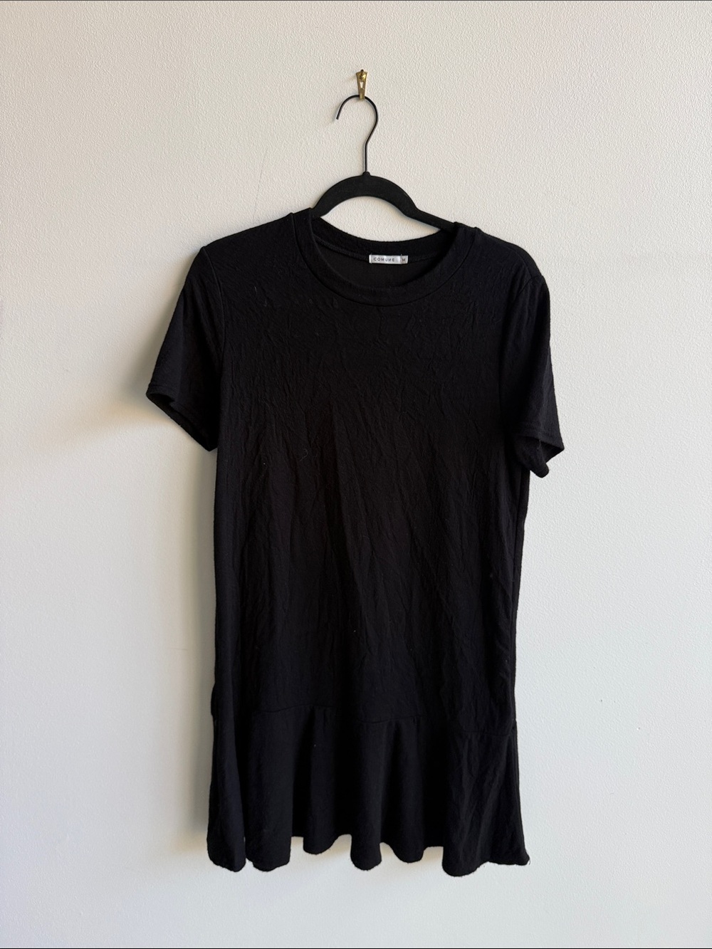 Black Mini Dress with Ruffle Hem - Unbranded